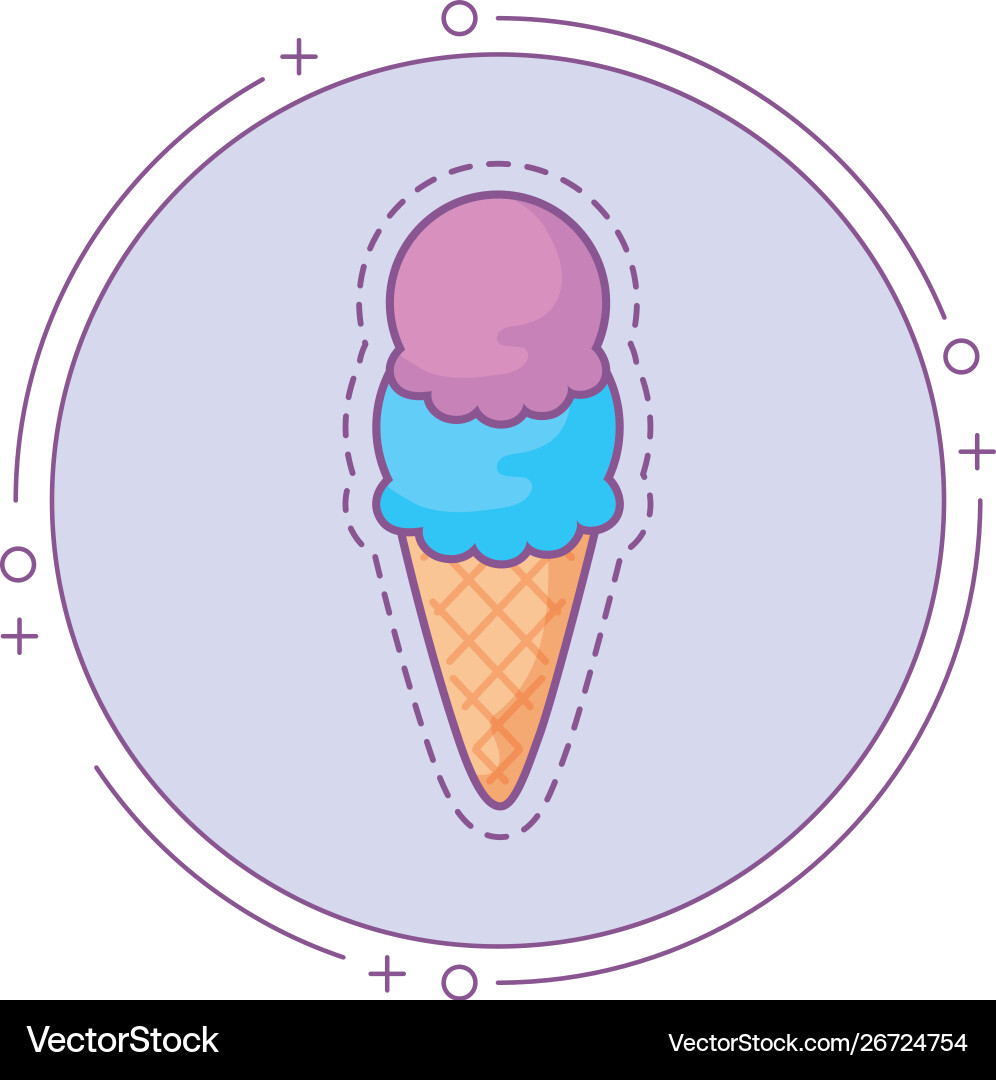 Patch with ice cream in frame circular vector image