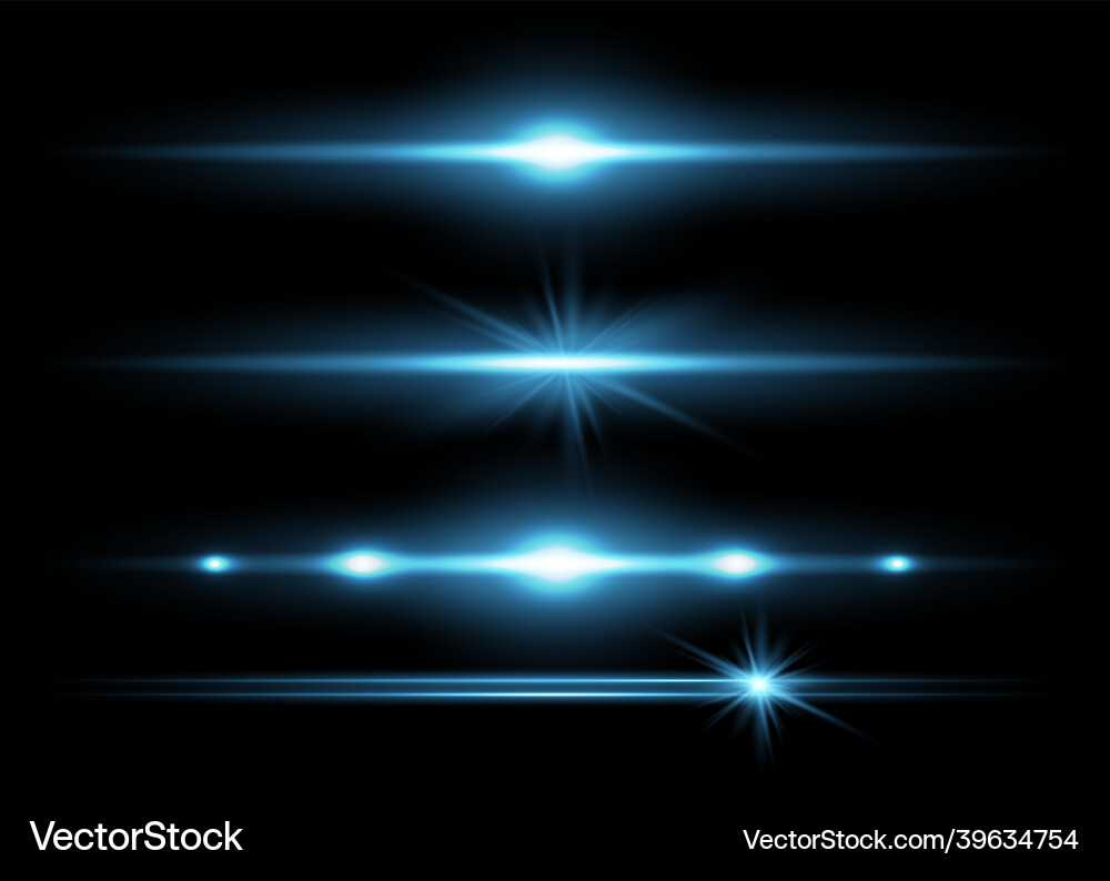 Red horizontal lens flares pack laser beams Red horizontal lens flares pack laser beams vector image