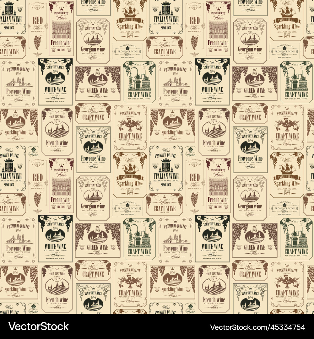 Seamless pattern on theme of wine with various Seamless pattern on theme of wine with various vector image