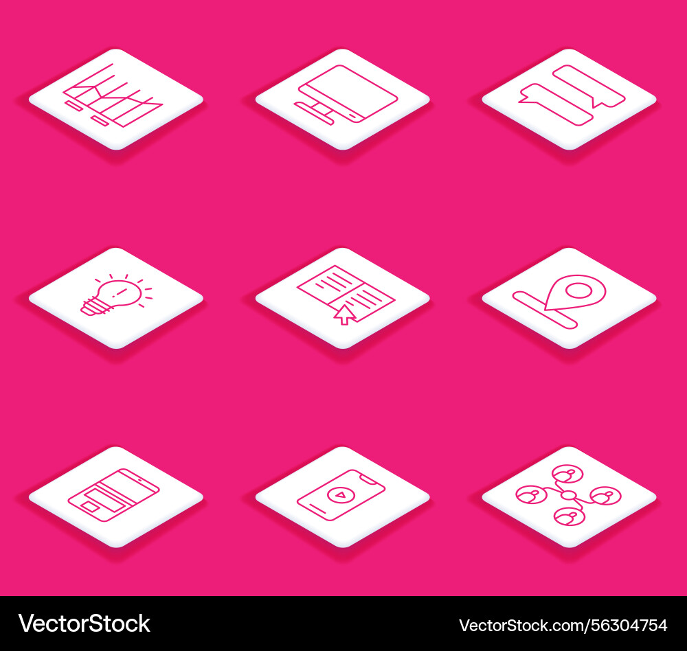 Set line pie chart infographic computer monitor vector image