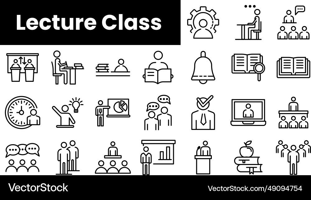Set of outline lecture class icons vector image