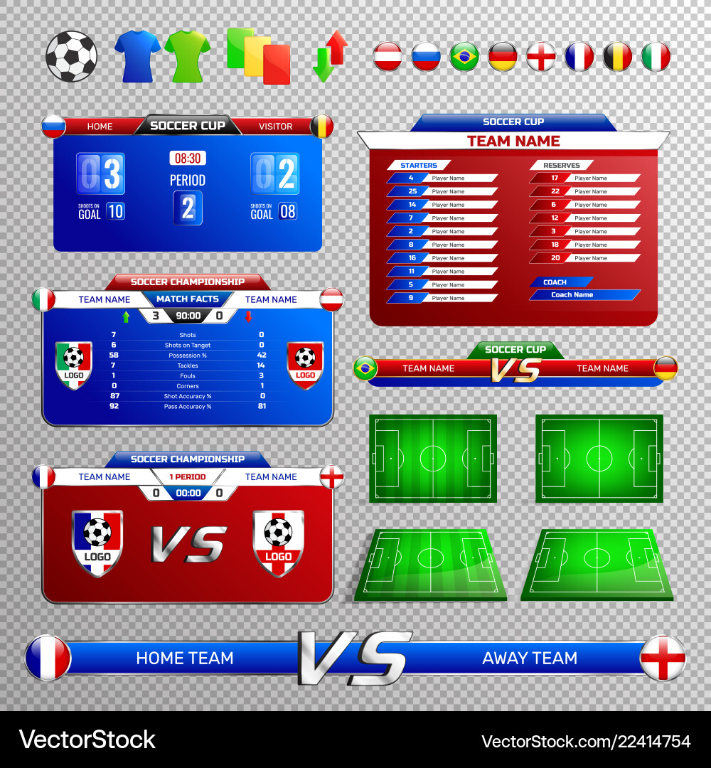 Soccer Sendeelemente transparent Set Soccer Sendeelemente transparent Set vektorbild