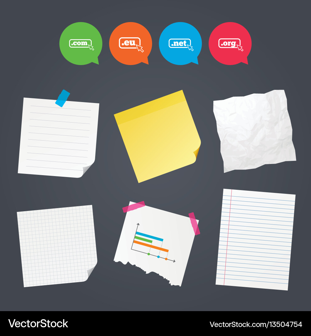 Top-level domains signs com eu net and org Top-level domains signs com eu net and org vector image