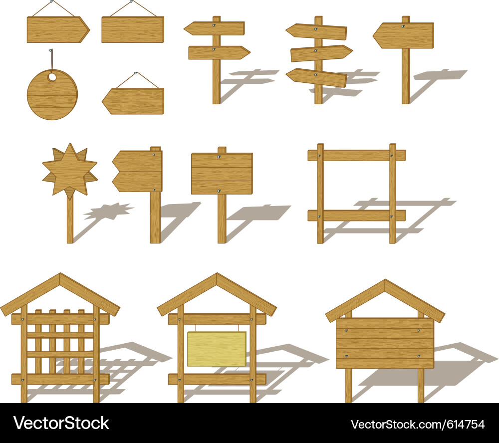 Wooden Signs and Boards Vector Image