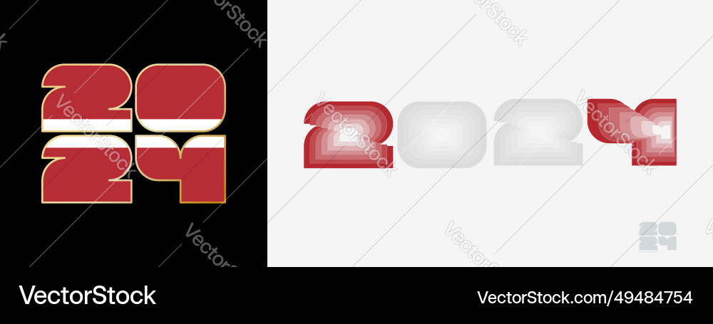 Year 2024 with flag of latvia and in color palate vector image