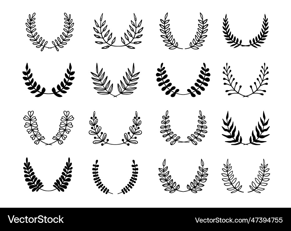 Floral branch element doodle leaf ornament hand vector image