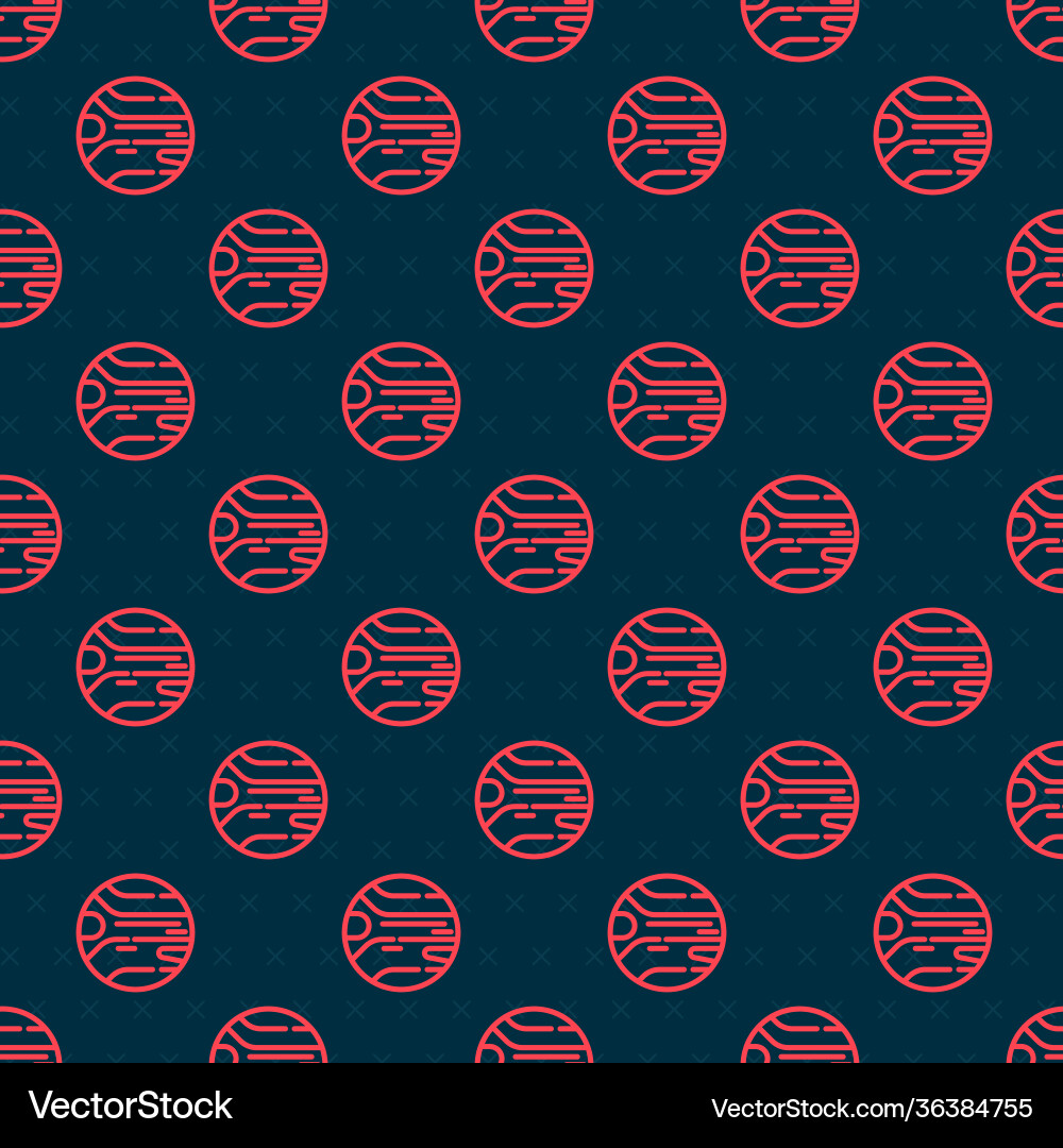 Red line planet icon isolated seamless pattern Red line planet icon isolated seamless pattern vector image