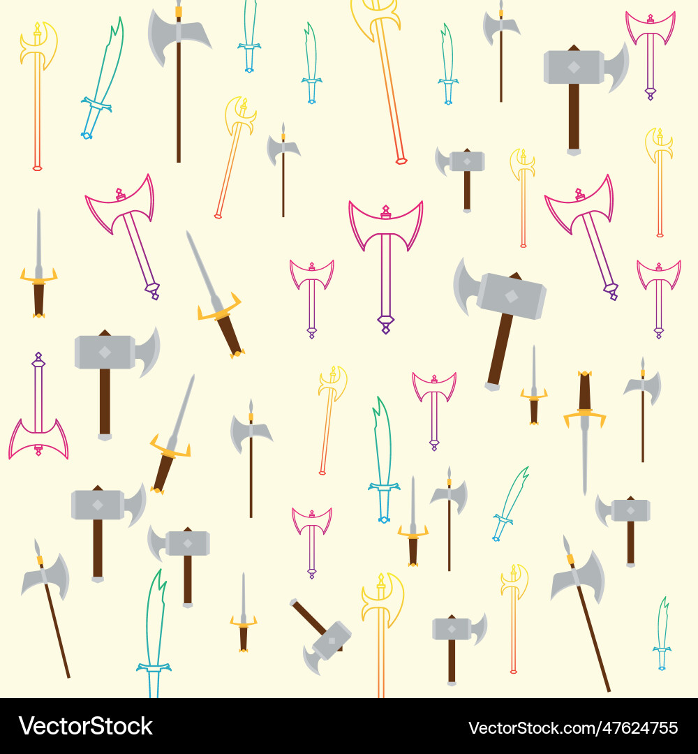 Seamless pattern background with medieval weapons Vector Image