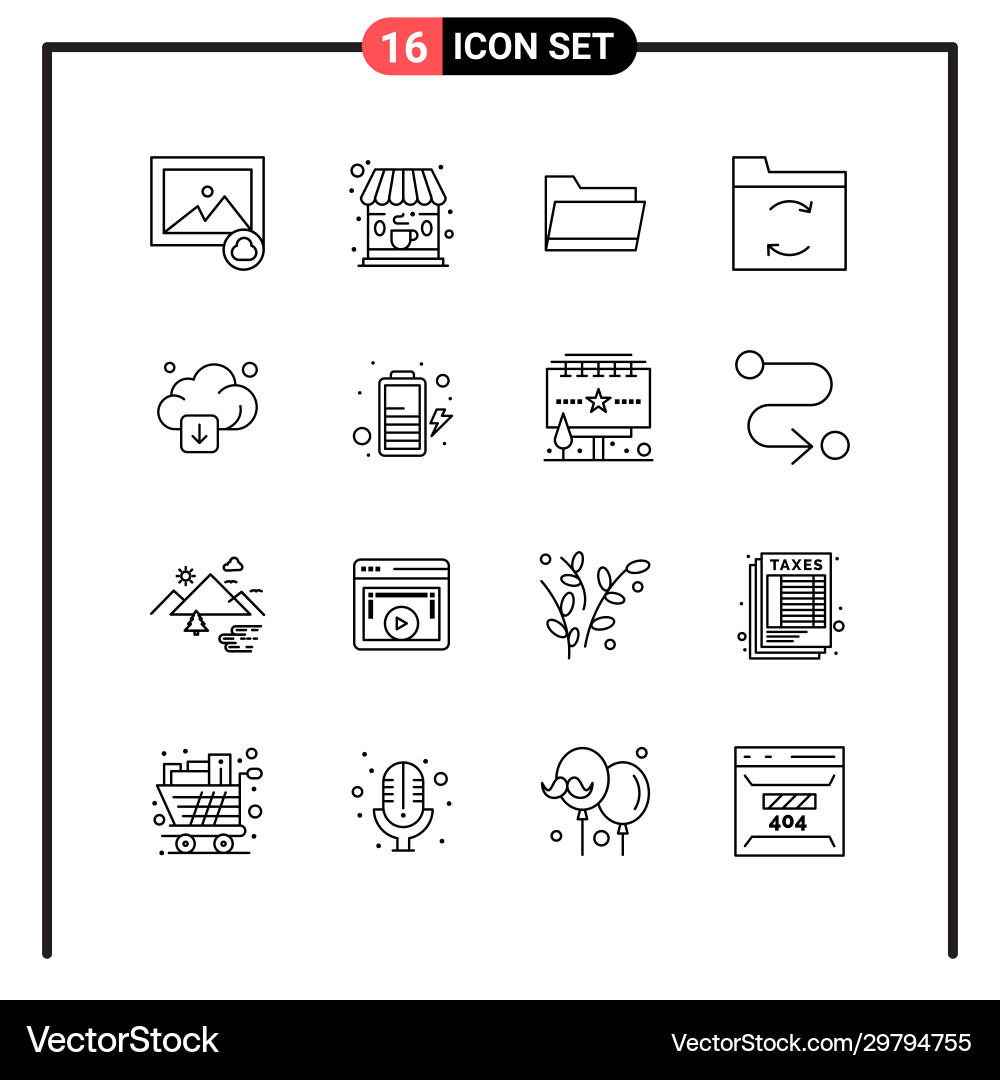 Set 16 line style icons for web and mobile Set 16 line style icons for web and mobile vector image