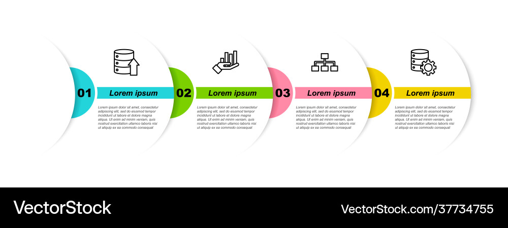 Set line server data web hosting pie chart vector image