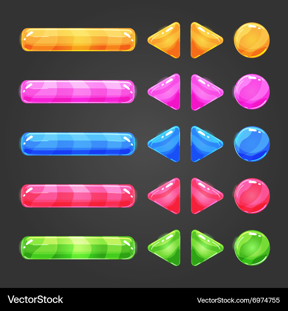 Set of game interface button color vector image