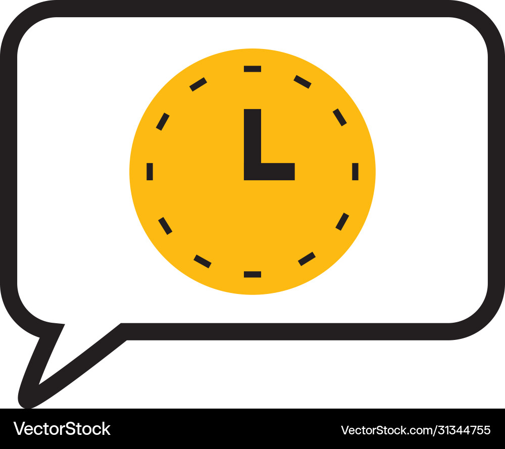 Speech bubble with clock icon half line vector image