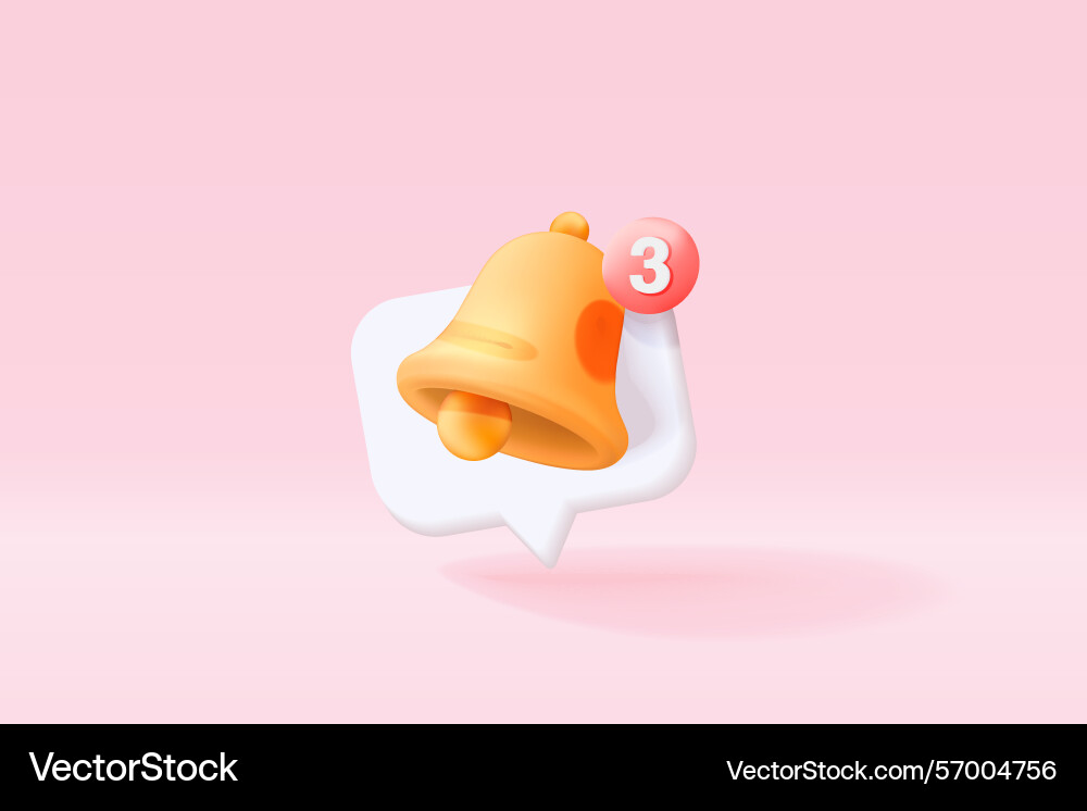 3d minimal notification bell icon with color 3d minimal notification bell icon with color Vector Image