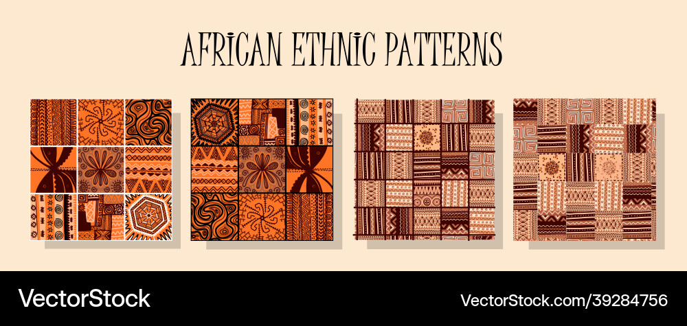 African ethnic pattern a set of patterns African ethnic pattern a set of patterns vector image