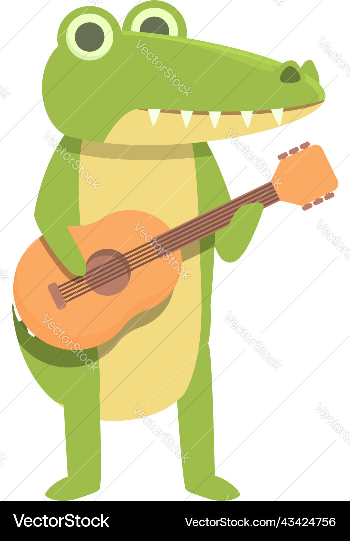 Alligator play guitar icon cartoon cute Alligator play guitar icon cartoon cute vector image