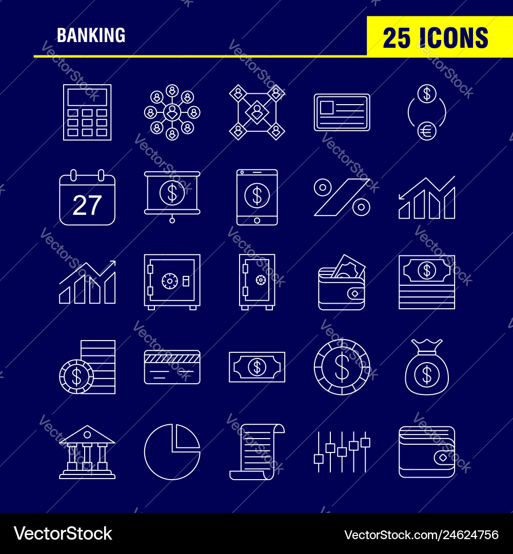 Banking line icon for web print and mobile uxui Banking line icon for web print and mobile uxui vector image