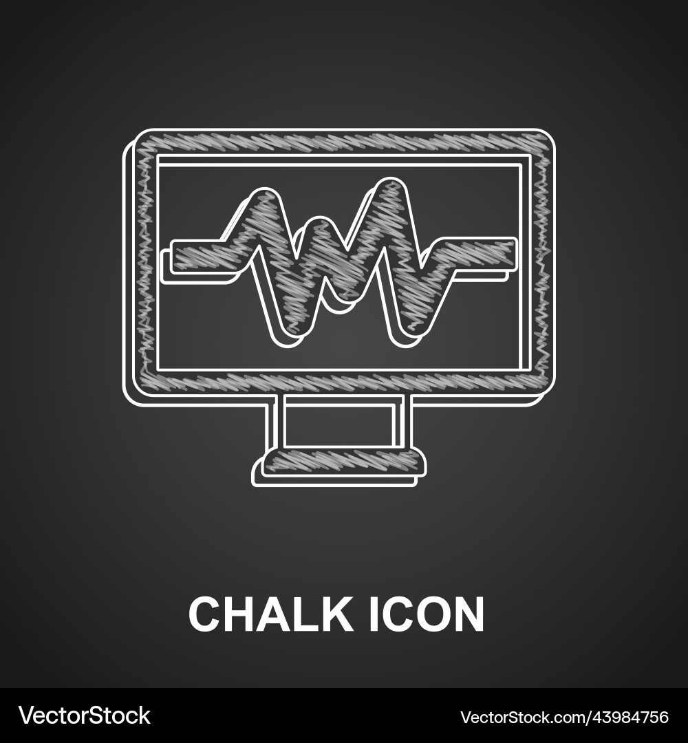 Chalk computer monitor with cardiogram icon Chalk computer monitor with cardiogram icon vector image