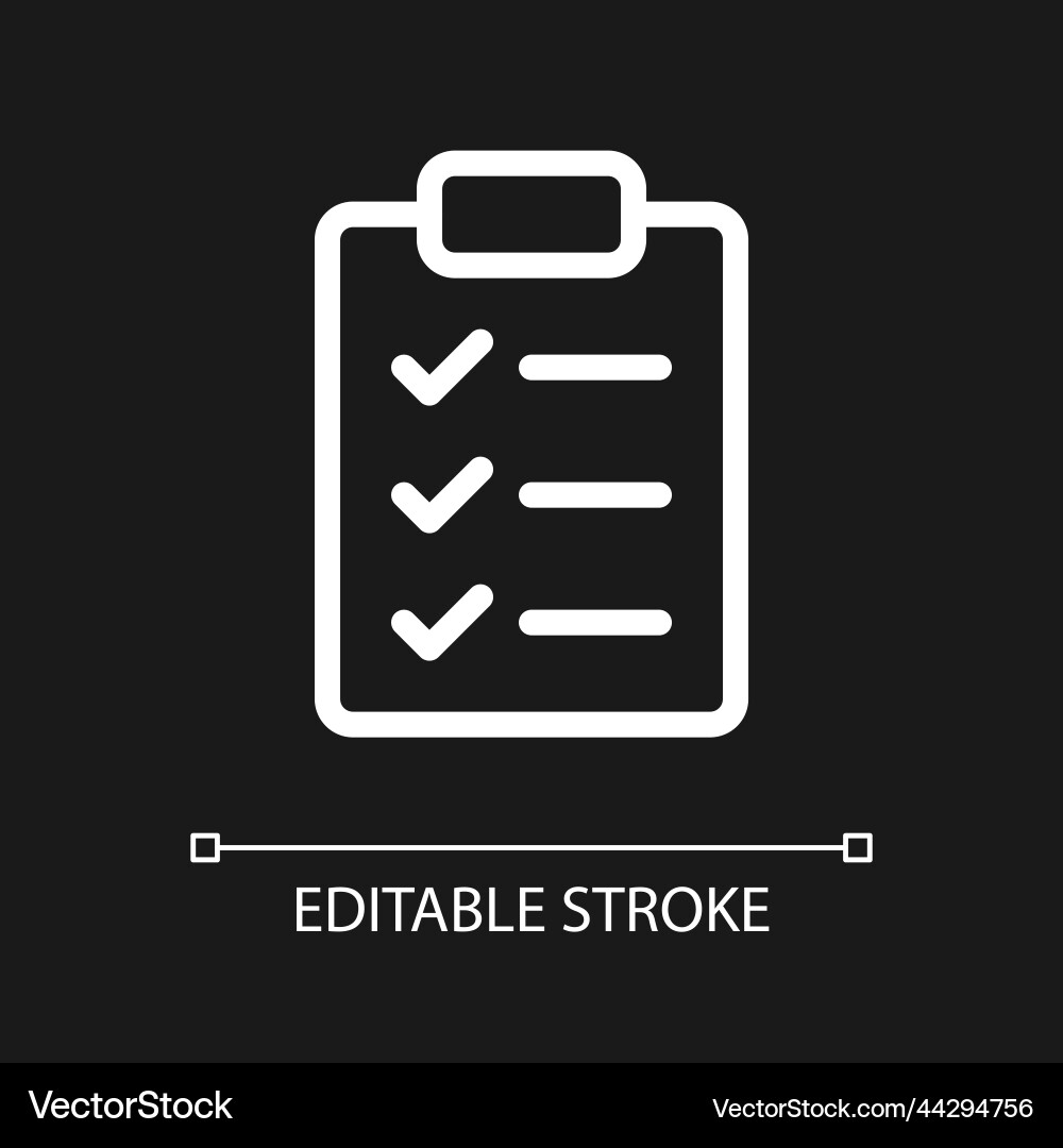 Checklist pixel perfect white linear ui icon Checklist pixel perfect white linear ui icon Vector Image