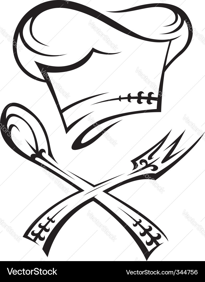 Chef Hat with Spoon and Fork vector image