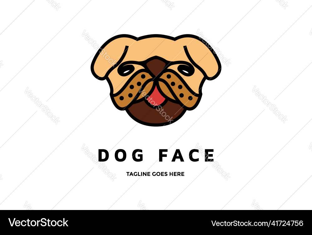 Colorful cute funny pit bull dog head face logo Colorful cute funny pit bull dog head face logo vector image