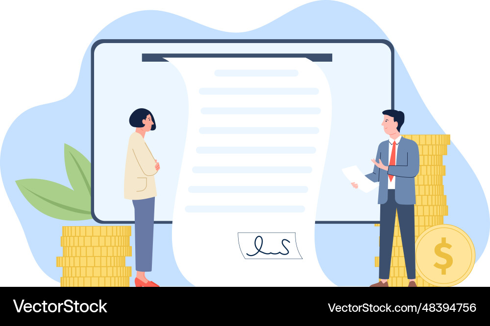 Contract signing with professional worker Vector Image