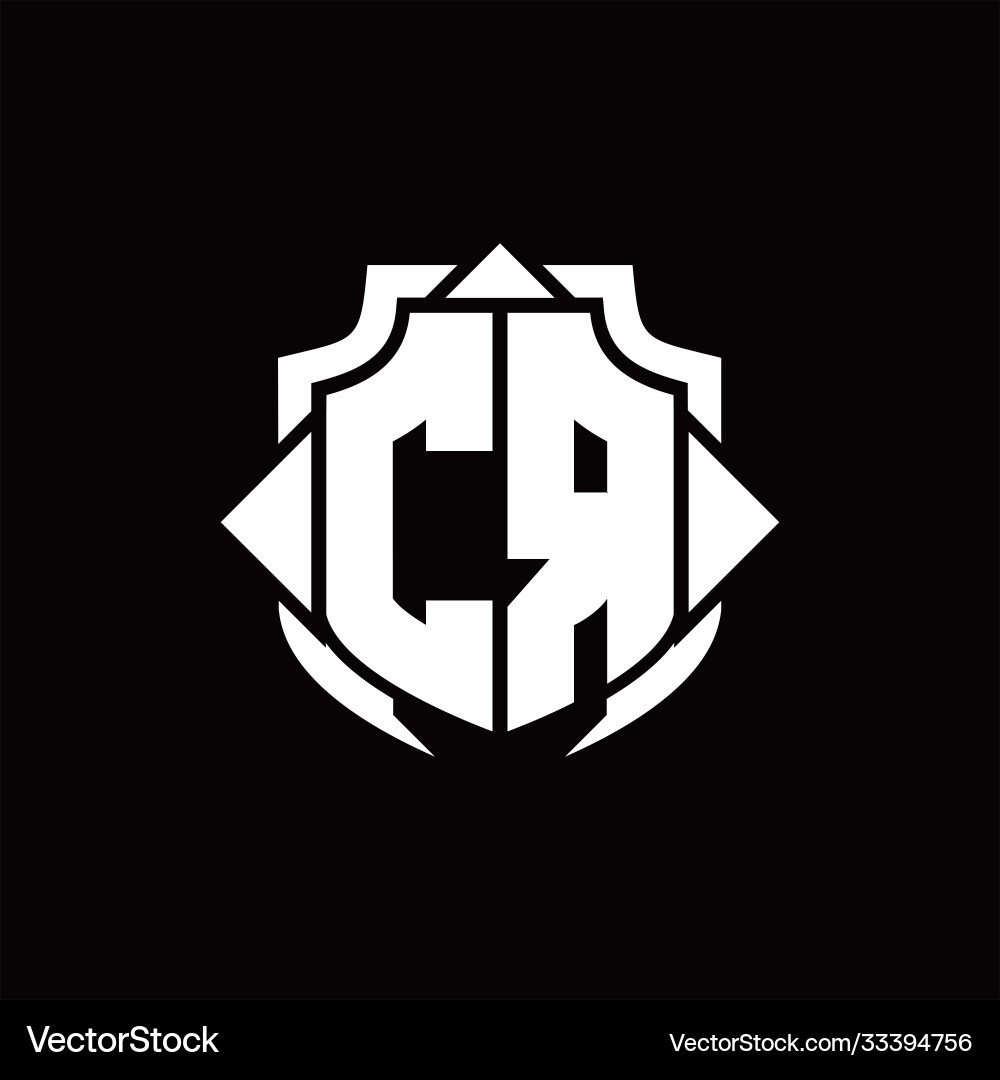 Cr logo monogram with shield line and 3 arrows Vector Image