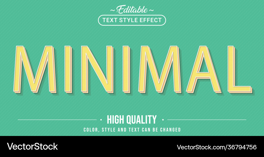 Editable text style effect - minimal theme vector image