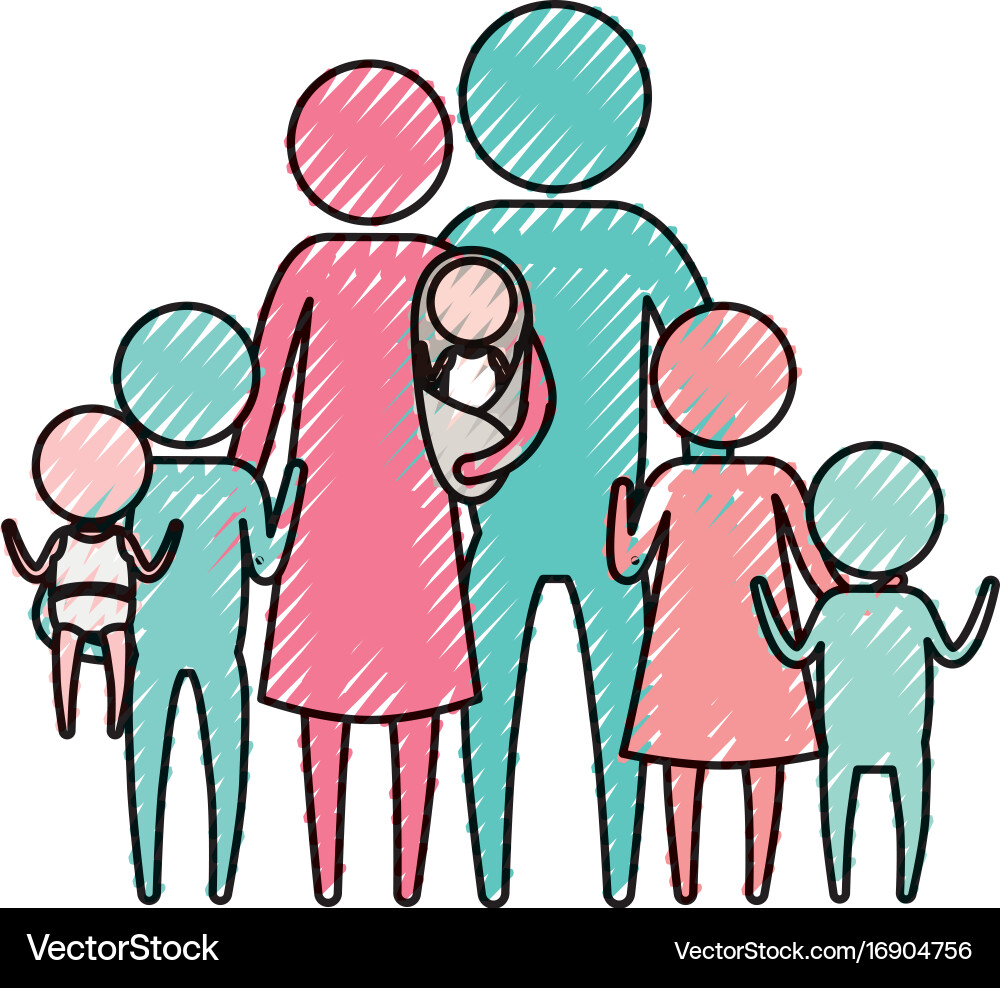 Family Silhouette Group Vector Image