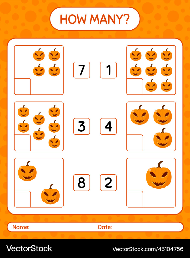 How many counting game with jack o lantern How many counting game with jack o lantern vector image