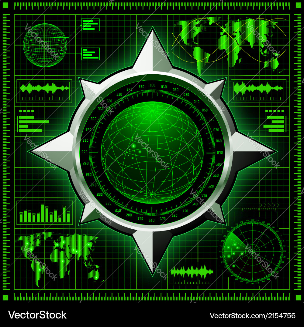 Radar Display with Global Map vector image