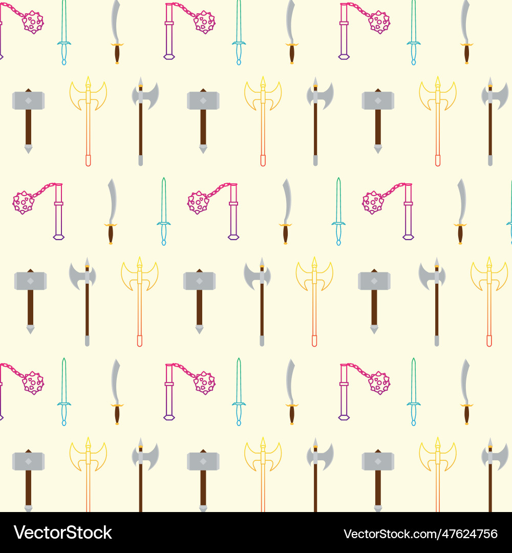 Seamless pattern background with medieval weapons vector image