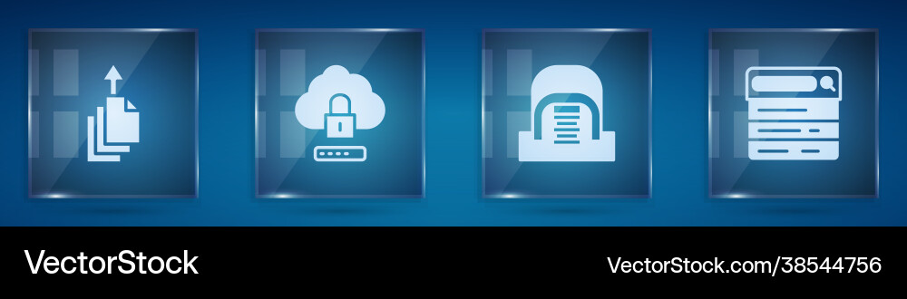 Set data export cloud computing lock hangar Set data export cloud computing lock hangar vector image