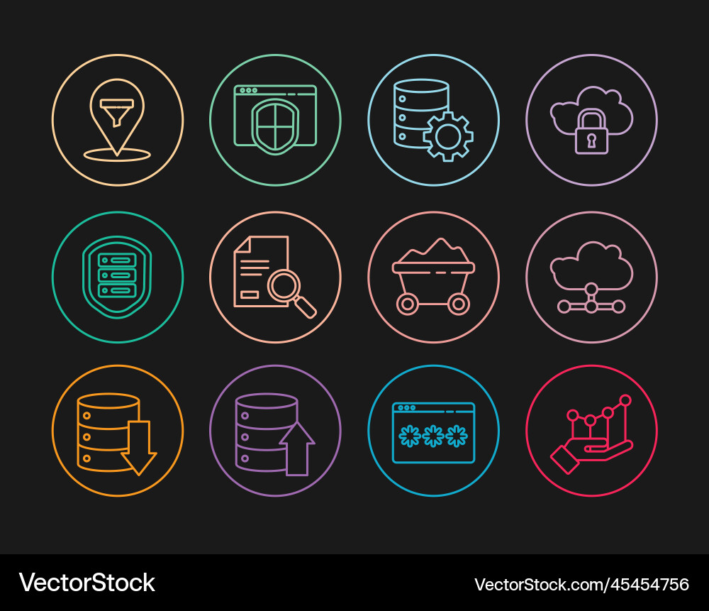 Set line pie chart infographic network cloud Set line pie chart infographic network cloud vector image