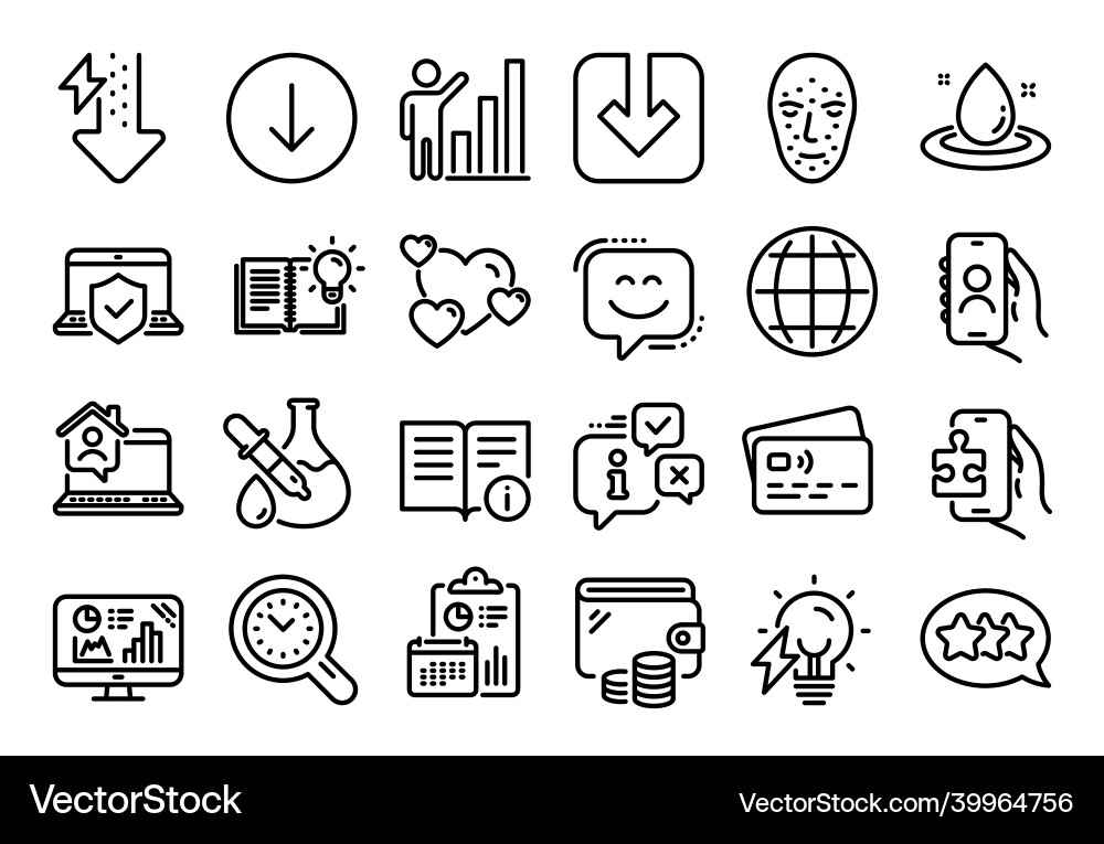 Set of graph chart heart and technical Vector Image