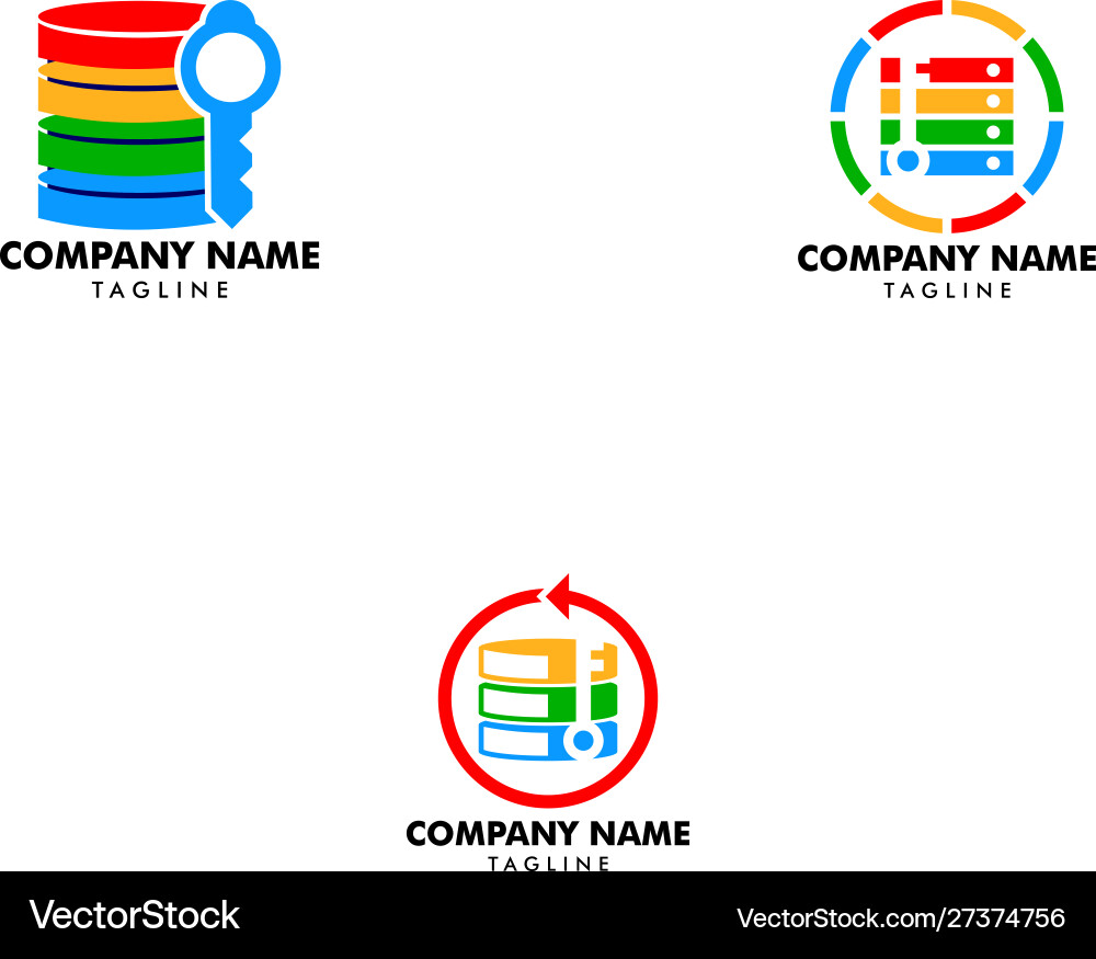 Set server key icon logo design element Vector Image