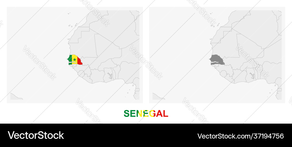 Two versions map senegal with flag Vector Image