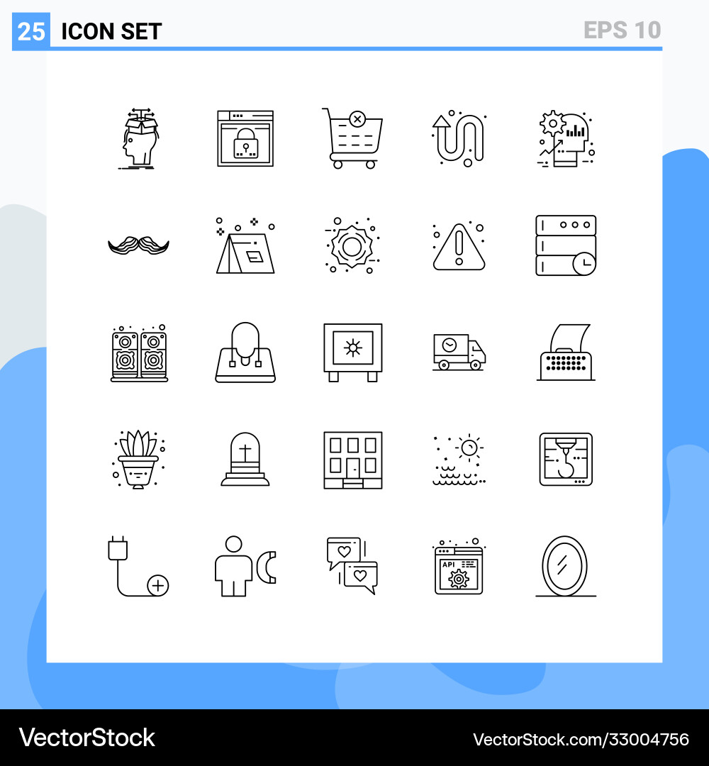 User interface pack 25 basic lines left up vector image