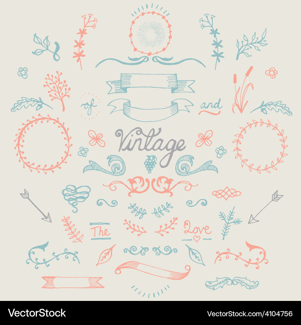 Vintage Hand Drawn Elements vector image