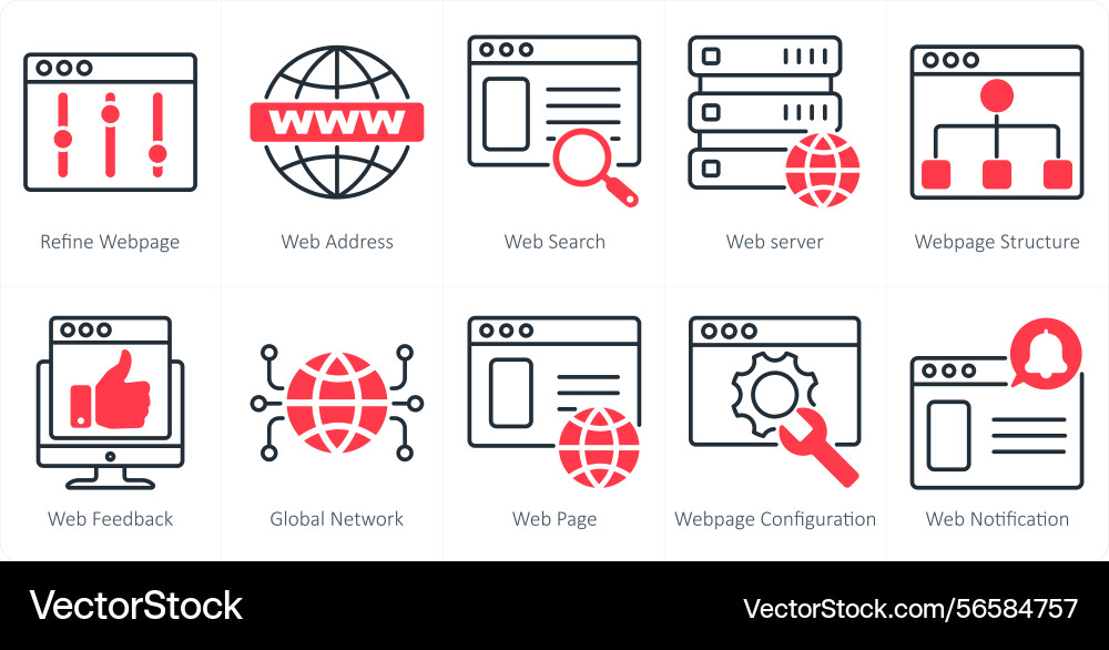 A set of 10 seo icons as refine webpage web vector image