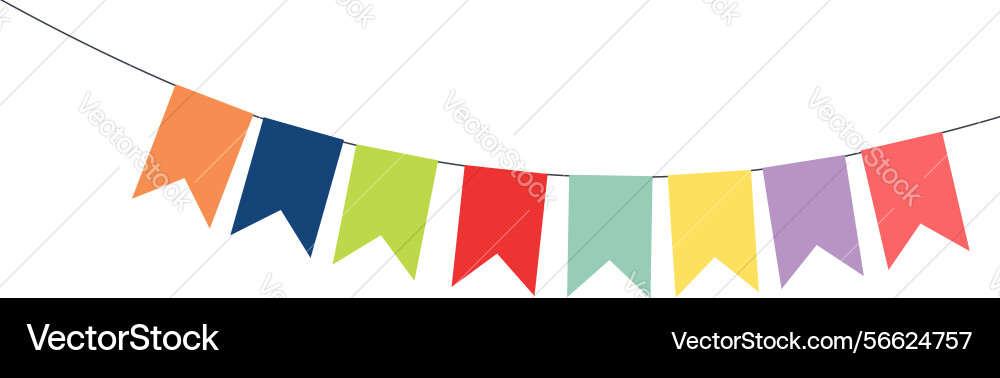 Bunting little flags hanging on string isolated Vector Image