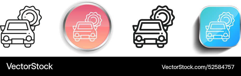 Car icon thin linear regular and button style Car icon thin linear regular and button style vector image