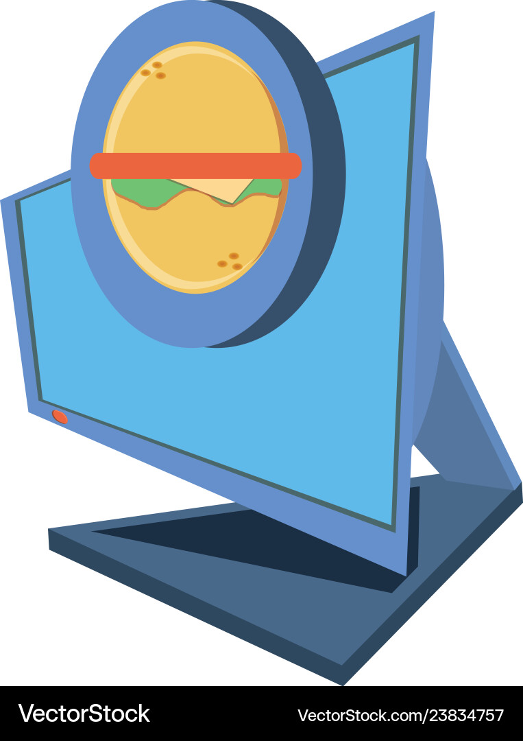 Computer desktop with delivery food app vector image