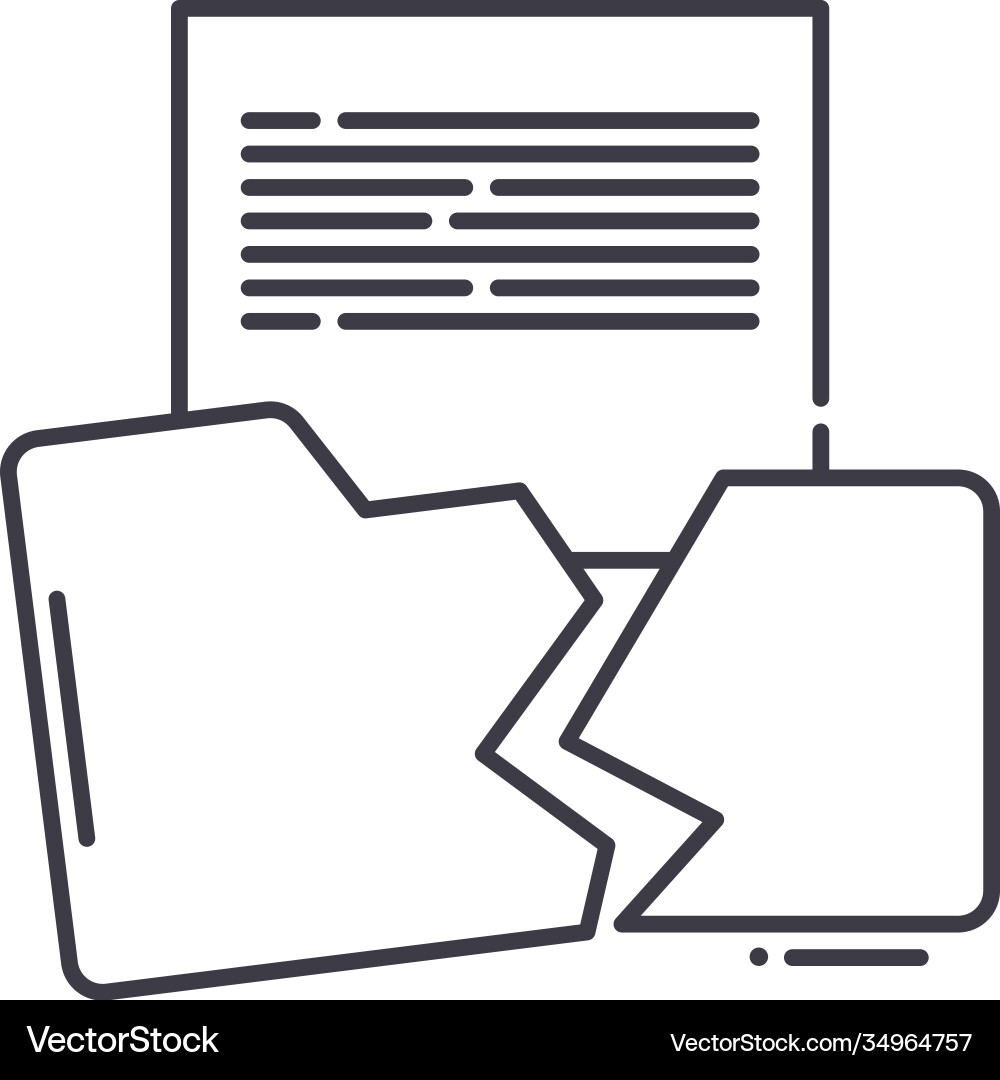 Data loss icon linear isolated thin Data loss icon linear isolated thin vector image