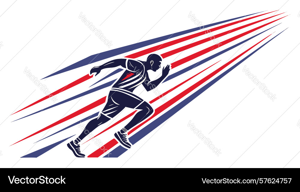 Dynamic sprinter with speed lines art design vector image