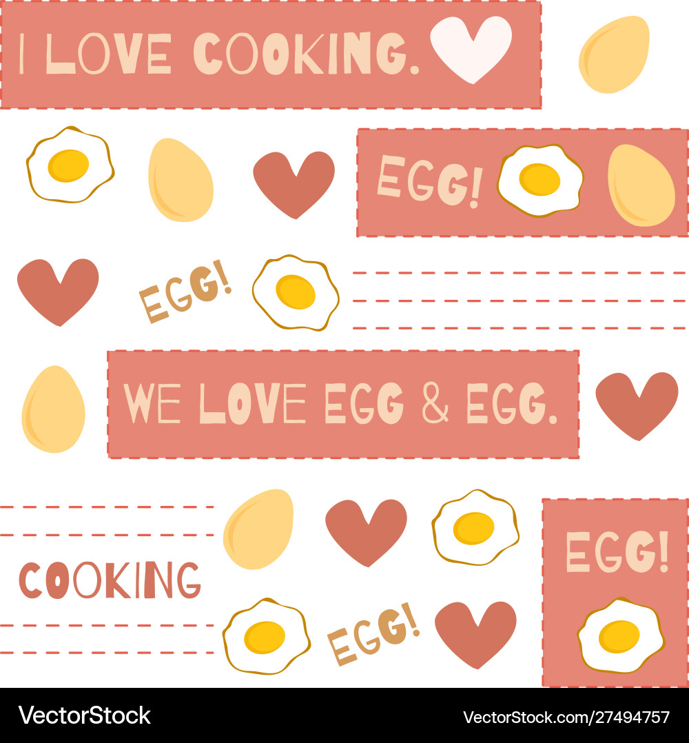 Eggs and letters heart patterns Vector Image