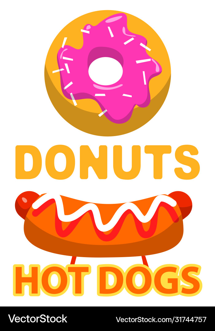 Fastfood logo donuts and hotdog symbol Fastfood logo donuts and hotdog symbol Vector Image