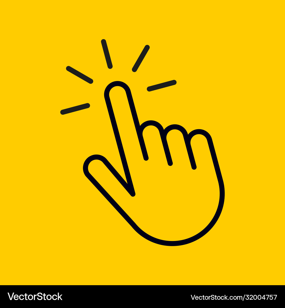 Finger pointer clicks on button or mouse cursor Finger pointer clicks on button or mouse cursor vector image