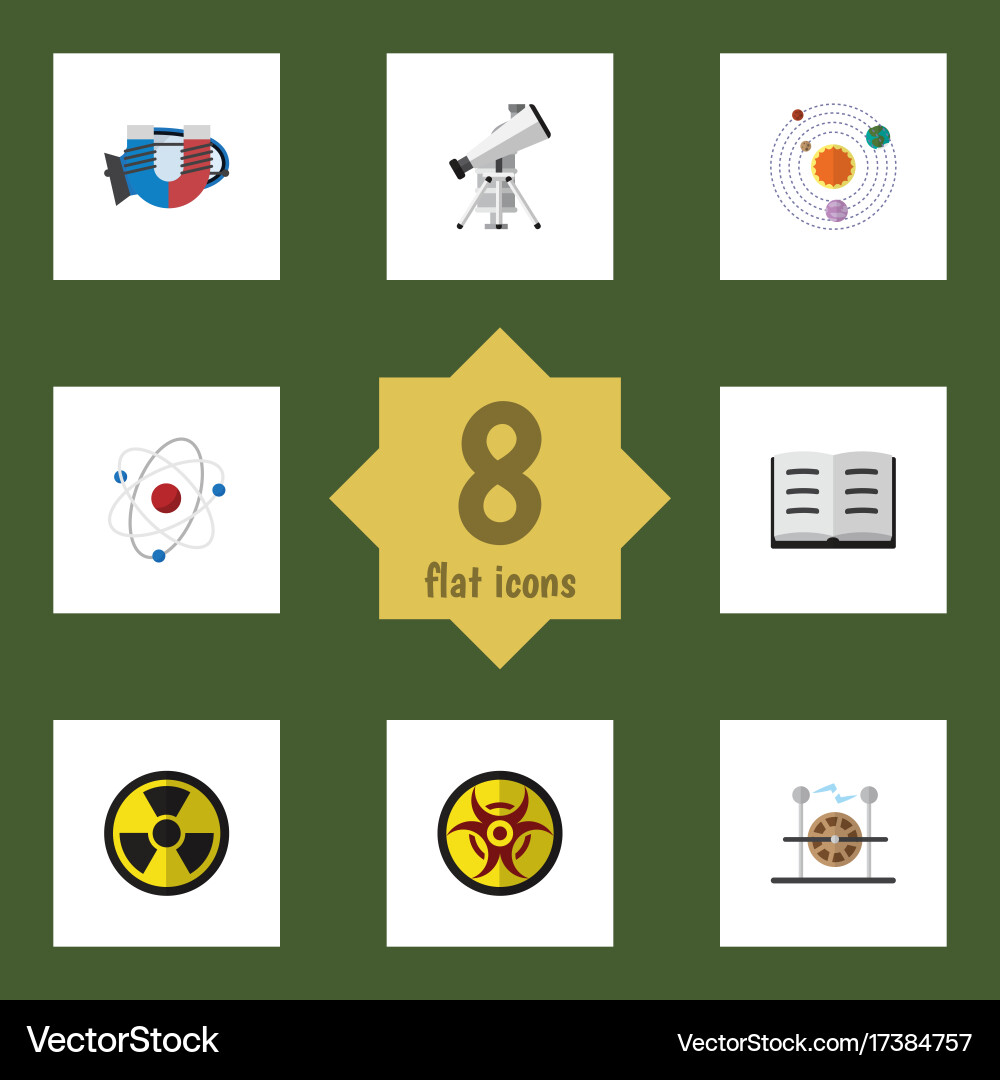Flat icon science set of scope lecture Vector Image