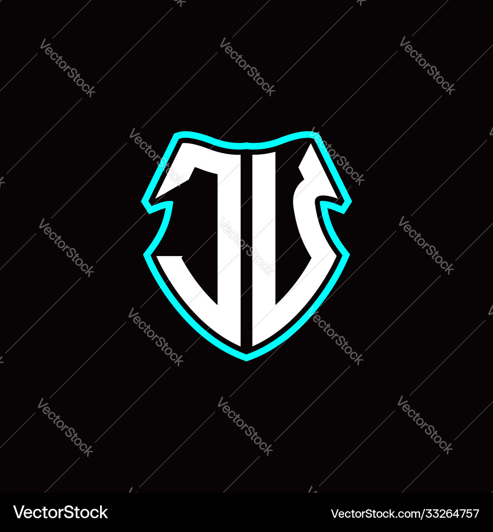 J u initial logo design with a shield shape J u initial logo design with a shield shape Vector Image