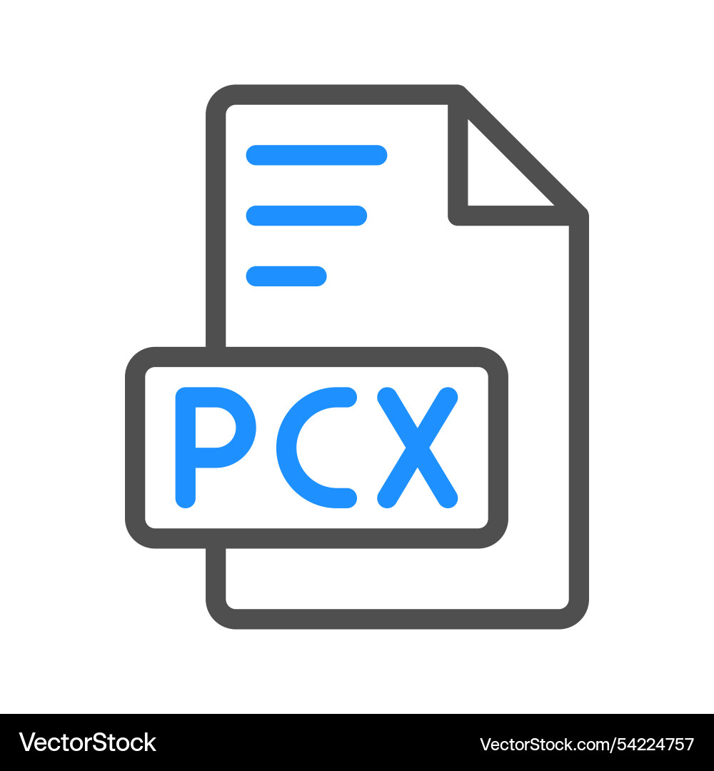 Pcx document outline icon with a colored display Pcx document outline icon with a colored display vector image